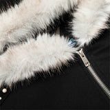 Plush Short Outerwear with Beaded Hooded Sweatshirt