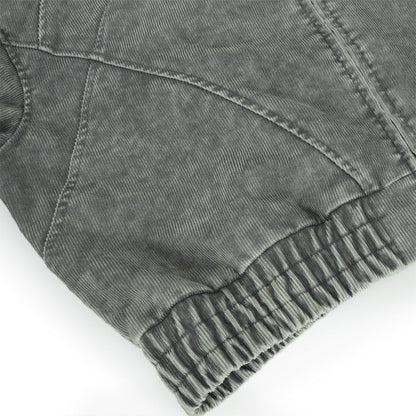 Vintage Distressed Zip-Up Hooded Washed Sweatshirt