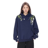 Women Cozy Floral Embroidered Casual Hoodie