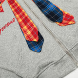 Men Embroidered Plaid Patchwork Hooded Sweatshirt