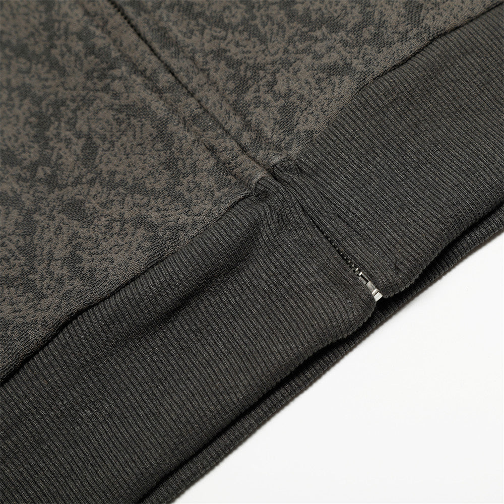 Stylish Diamond Pattern Hooded Zip-Up Sweatshirt