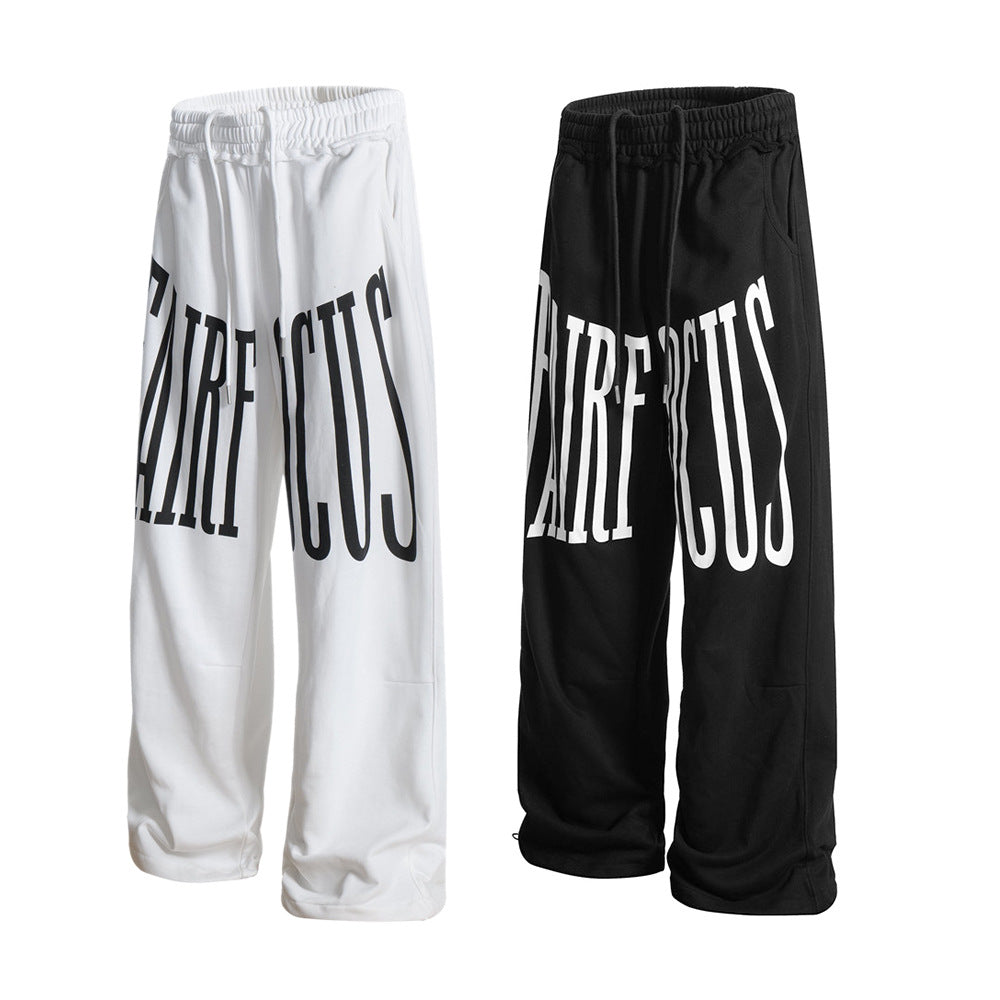Y2K Men Bold Letter Print Casual Sweatpants