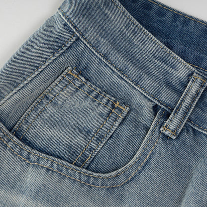 Stylish Star Embellished Curved Wide Leg Jeans