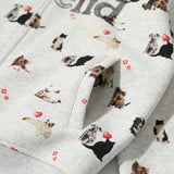 Whimsical Animal Zip-Up Print Hooded Sweatshirt