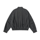 Mens Classic Plush Washed Punk Denim Jacket