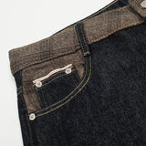 Streetwear Patchwork Plaid Denim Straight Leg Jeans