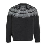 Flattering Tribal Totem Jacquard Knit Round neck Cardigan