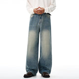 Trendy Washed Distressed Denim Wide Leg Jeans