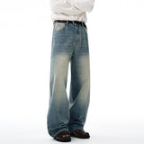 Trendy Washed Distressed Denim Wide Leg Jeans