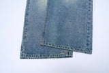 Trendy Washed Distressed Denim Wide Leg Jeans