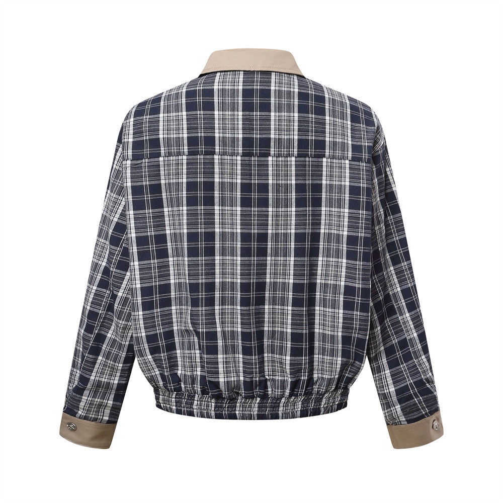 Figure-Flattering Spring Versatile Plaid Jacket