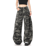 Insulated Streetwear Camouflage Wide Leg Cargo Jeans
