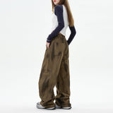 Plush Gradient Tie Dye Workwear Wide Leg Jeans