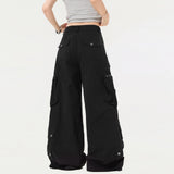 Stylish Utility Multi-Pocket Wide-Leg Cargo Jeans