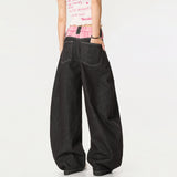 Y2K Stylish Plaid Patchwork Wide Leg Baggy Jeans