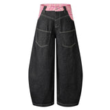Y2K Stylish Plaid Patchwork Wide Leg Baggy Jeans