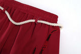 Creative Red Woven Rope Design Wide Leg Jogger