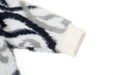 Streetwear Abstract Heart Jacquard Knit Hooded Sweatshirt