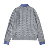 Stylish Fake Two Piece Preppy Check Collar Sweater
