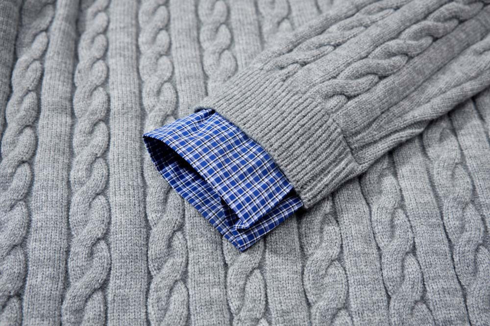 Stylish Fake Two Piece Preppy Check Collar Sweater