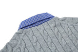 Stylish Fake Two Piece Preppy Check Collar Sweater