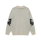 Women Butterfly Print Cozy Loose Knit Sweater