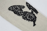 Women Butterfly Print Cozy Loose Knit Sweater