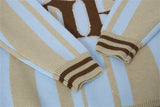Long-lasting Striped Long Sleeve Polo Sweater