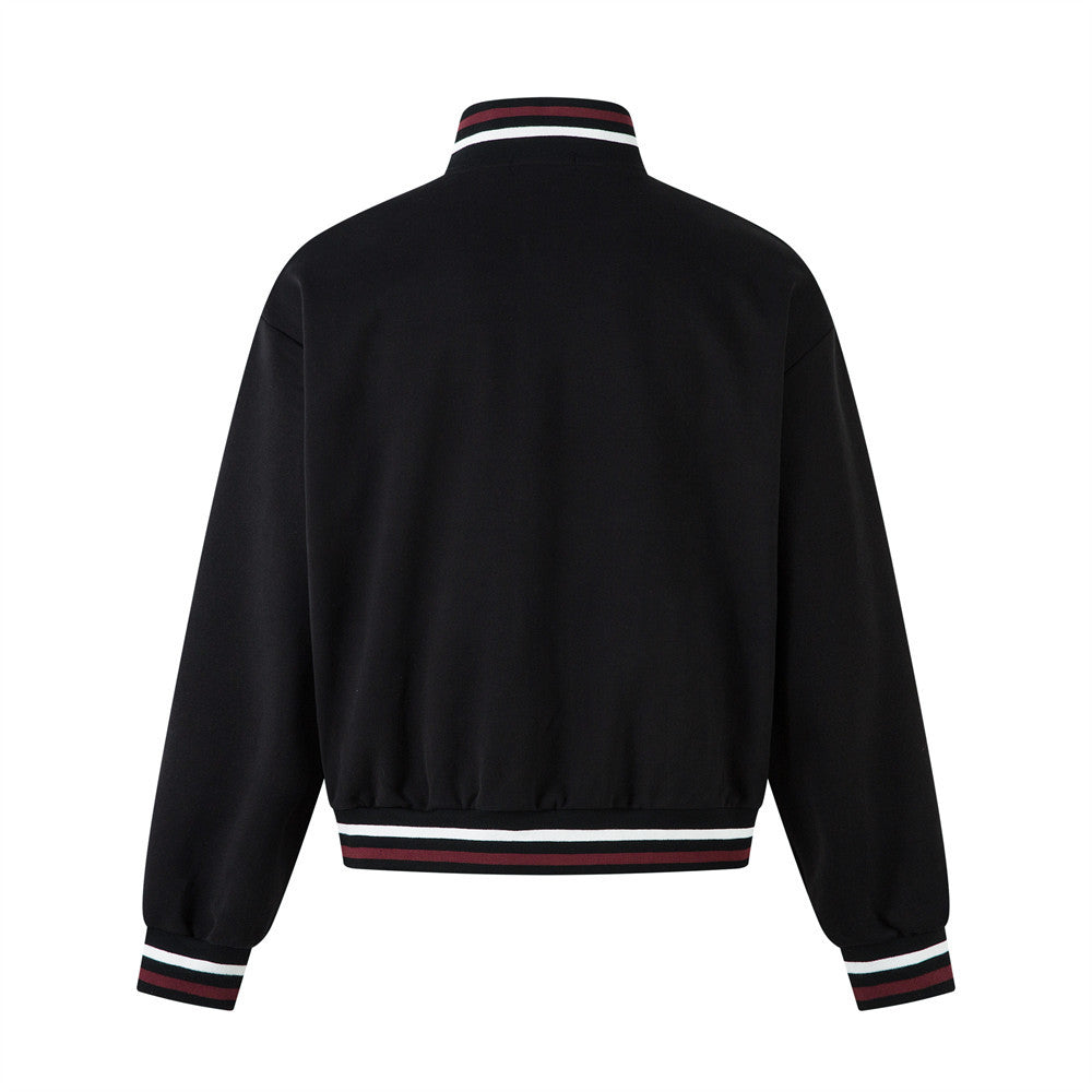 Stylish Color Block Letter Print Zip-Up Sweatshirt