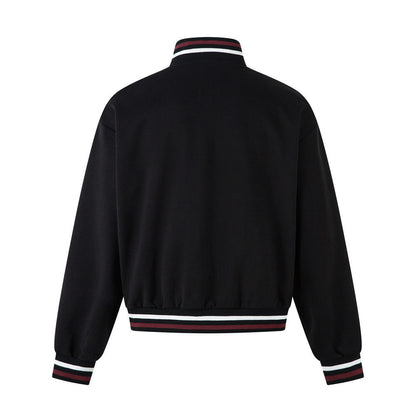 Stylish Color Block Letter Print Zip-Up Sweatshirt