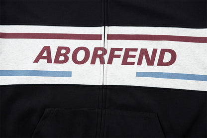 Stylish Color Block Letter Print Zip-Up Sweatshirt