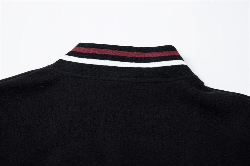 Stylish Color Block Letter Print Zip-Up Sweatshirt