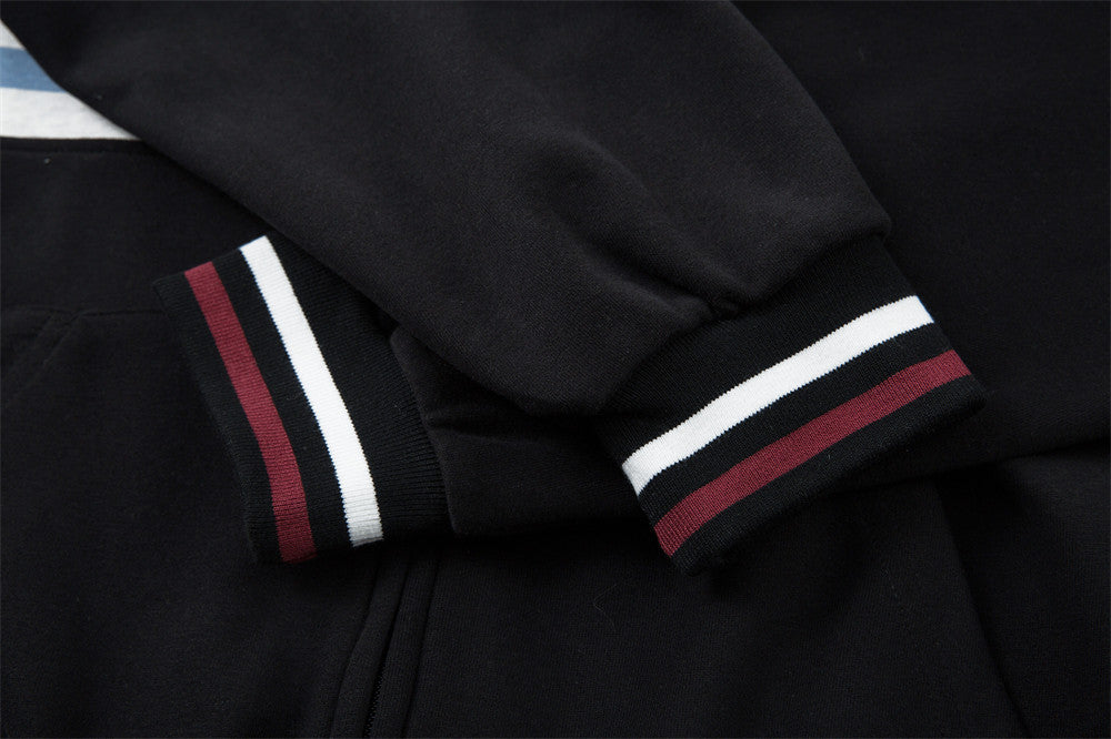 Stylish Color Block Letter Print Zip-Up Sweatshirt