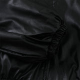 Streetwear Stylish Faux Hooded Puffer Leather Jacket