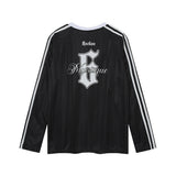 Gothic Print Long Sleeve V-Neck Polyester T-Shirt