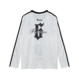 Gothic Print Long Sleeve V-Neck Polyester T-Shirt