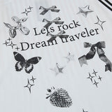 Y2K Butterfly Print V-Neck Long Sleeve T-Shirt