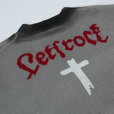 Punk Cross Destroyed Loose Knit Cardigan