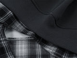 Stylish Streetwear Plaid Fake Two Piece Patchwork Hoodie