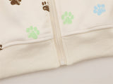 Y2K Women Cool Bear Paw Print Hooded Sweatshirt