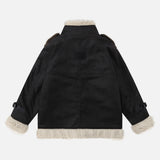 Winter Multi Pocket Thick High Neck Leather Jacket