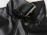 Winter Thick Warm Stand Furry Collar Leather Jacket