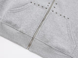 Heavyweight Metal Studs Zip-Up Hooded Sweatshirt