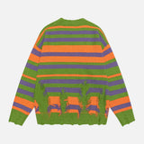 Cozy Striped Tassel Hip Hop Crewneck Sweater