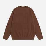 Embroidered Cute Puppy Round Neck Sweater