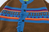 Comfortable Vintage Jacquard Crewneck Cardigan