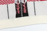 Retro Colorful Jacquard Tassel Crewneck Sweater