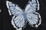 Butterfly Jacquard Design Crewneck Casual Sweater