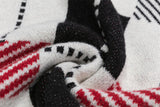 Retro Colorful Jacquard Tassel Crewneck Sweater