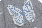Butterfly Jacquard Design Crewneck Casual Sweater